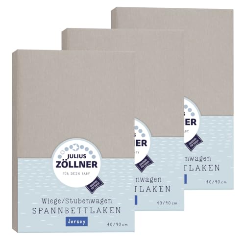 Julius Zöllner Spannbetttuch Jersey 90x40 Taupe 3er Pack von Julius Zöllner