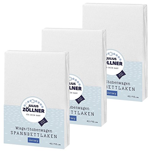 Julius Zöllner Spannbetttuch Jersey 90x40 Weiss 3er Pack von Julius Zöllner