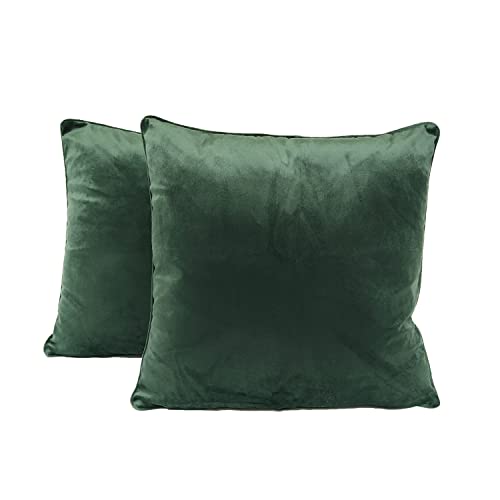 Juliyeh 2er Set Samt Kissenbezüge Dekokissenhülle Dekorative Kissenbezug mit Kedernaht Sofakissen Kopfkissen Zierkissen für Couch Wohnzimmer Schlafzimmer 45x45 cm Smaragdgrün von Juliyeh