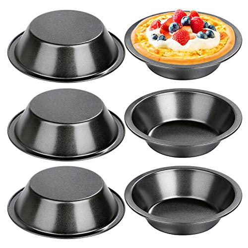 Juliyeh 6 Pack Mini Pie Dishes Quiche Pie Tart Tins Individual Round Pie Tins Non-Stick Coating Quiche Baking Moulds for Baking (12.7x8x3cm) von Juliyeh
