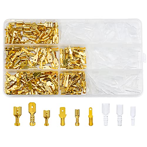 Julyee Flachsteckhülsen Set 270 Stück Mnnlich und Weiblich Kabelstecker Set Kfz Flachstecker Crimp Fahrrad Isolierte Verbinder mit Schutzhülle - 2.8mm 4.8mm 6.3mm von Julyee