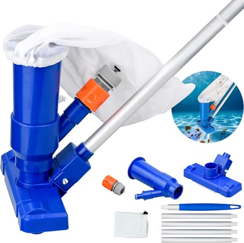 Poolsauger, Pool Bodensauger Set mit Teleskop Aluminiumstange Saugbürste Gartenschlauch-Anschluss, Netzbeuteln Sauger Vakuumsauger Venturibodensauger Reinigungsbürste Pool-Staubsauger von Julyee