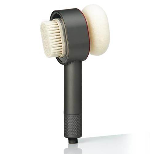 Julymoda Duschkopf mit Filter, 3 in 1 Handbrausen mit Reinigungsbürsten/Schwamm, Massage Hochdruck Wassersparend Duschkopf Set für Hartes Wasser (Grau) von Julymoda