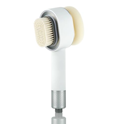 Julymoda Duschkopf mit Filter, 3 in 1 Handbrausen mit Reinigungsbürsten/Schwamm, Massage Hochdruck Wassersparend Duschkopf Set für Hartes Wasser (Weiß) von Julymoda