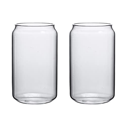 Julyue Bierdosen-Glas mit Bambusdeckel und Strohhalm, 580 ml, wiederverwendbare Glasbecher, Cola-Dose, Glas für Smoothies, Tee, Cola, Saft, Limo, 2 Stück von Julyue