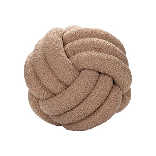 Julyue Knotenkissen, rundes Ballkissen, 28cm, Lammwolle, Knotenballkissen, Heimdekoration, handgefertigt, geknotet, Wurfkissen für Couch, Bett, Auto, Büro (Khaki) von Julyue