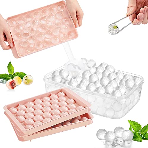Eiswürfelform Eiswürfel Form 33-Fach mit Deckel ice cube tray BPA-freie Eiswürfelbehälter für Bier Cocktails Whisky (1 Pack Pink) von Lonnalee