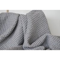 Graue Leinen Baumwoll Waffel Decke Leichte Decke | 100x140cm von Jumatamade