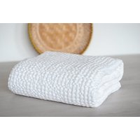 Weiße Waffel Babydecke Weicher Leinen Baumwoll Swaddle Überwurf von Jumatamade