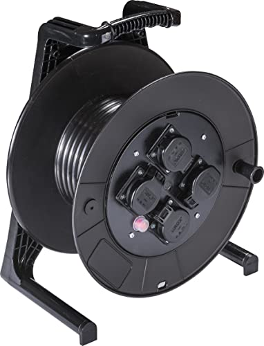 JUMBO® L Leertrommel mit 4 Steckdosen Farbe Trommel/Gestell schwarz, Farbe Steckdose 230 V~ schwarz von Jumbo