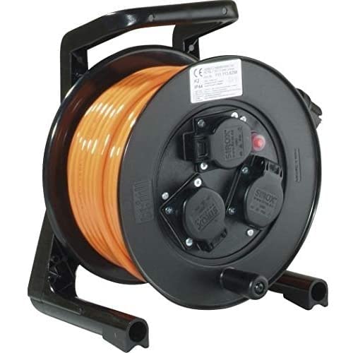 JUMBO® XS Kabeltrommel mit 3 Steckdosen H07BQ-F Leitungsfarbe orange, Querschnitt 3 x 1,5 mm², Länge 25 m von Jumbo