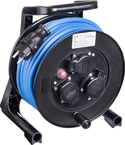 JUMBO® XS Kabeltrommel mit 3 Steckdosen H07RN-F Leitungsfarbe blau, Querschnitt 3 x 1,5 mm², Länge 25 m von Jumbo