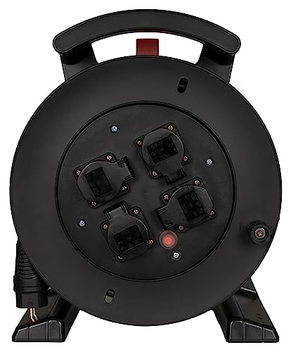 Jumbo-Kabeltrommel 2.0 25m H07RN-F 3G2,5 qmm schwarz 4 Schutzkontakt-Steckdosen von Jumbo