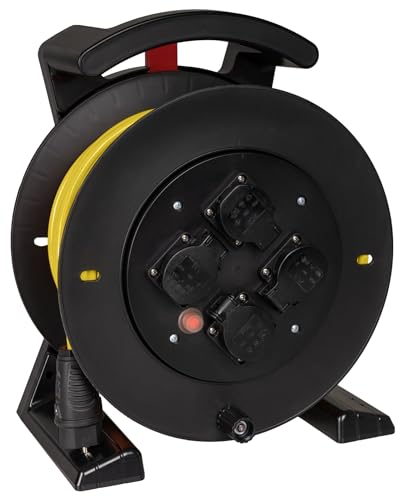 Jumbo-Kabeltrommel 2.0 40m H07BQF 3G1,5 qmm gelb 4 Schutzkontakt-Steckdosen von Jumbo