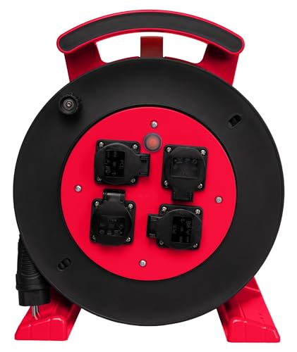 Jumbo-Kabeltrommel 2.0 40m H07RN-F 3G1,5 qmm schwarz 4 Schutzkontakt-Steckdosen von Jumbo