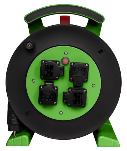 Jumbo-Kabeltrommel 2.0 40m H07RN-F 3G1,5 qmm schwarz 4 Schutzkontakt-Steckdosen von Jumbo