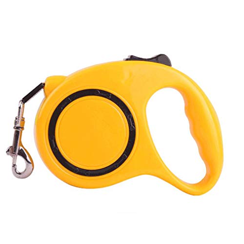 Juminox Hundeleine 3 m oder 5 Meter Gurt-Rollleine verstellbar einziehbar flexibel für kleine Hunde Welpen Katzen bis 12 oder 15 kg Ergonomische automatische Einhand Leine (3 m (bis 12 kg), Gelb) von Juminox