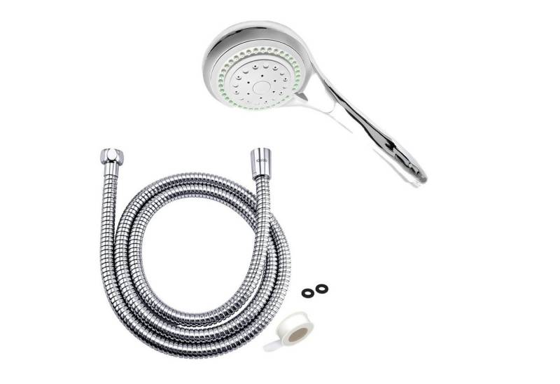 Jumpeak Handbrause BrauseSet,3Funktionen Wassersparend Handbrause +2mChrom-Brauseschlauch, (Set, 1-tlg., Handbrause,Brauseschlauch), Verchromte Oberfläche, Druckdusche, aus umweltfreundlichen Materialien von Jumpeak