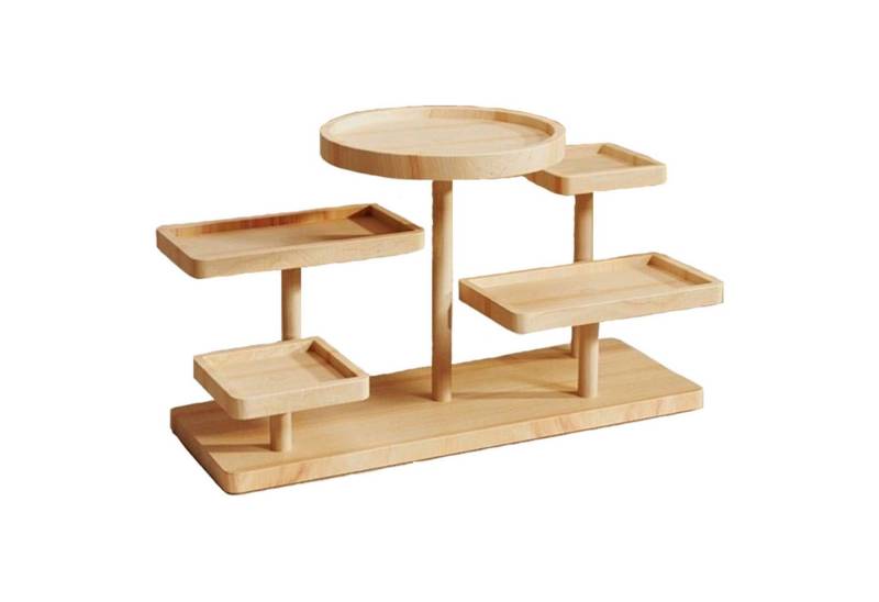 Jumpeak Standregal Hölzerner Verkaufsständ,Mehrstöckiger Lagerungsständer, Ornamentständer, 5-tlg., 4-5 Einlegeböden, drehbar und auswechselbar von Jumpeak
