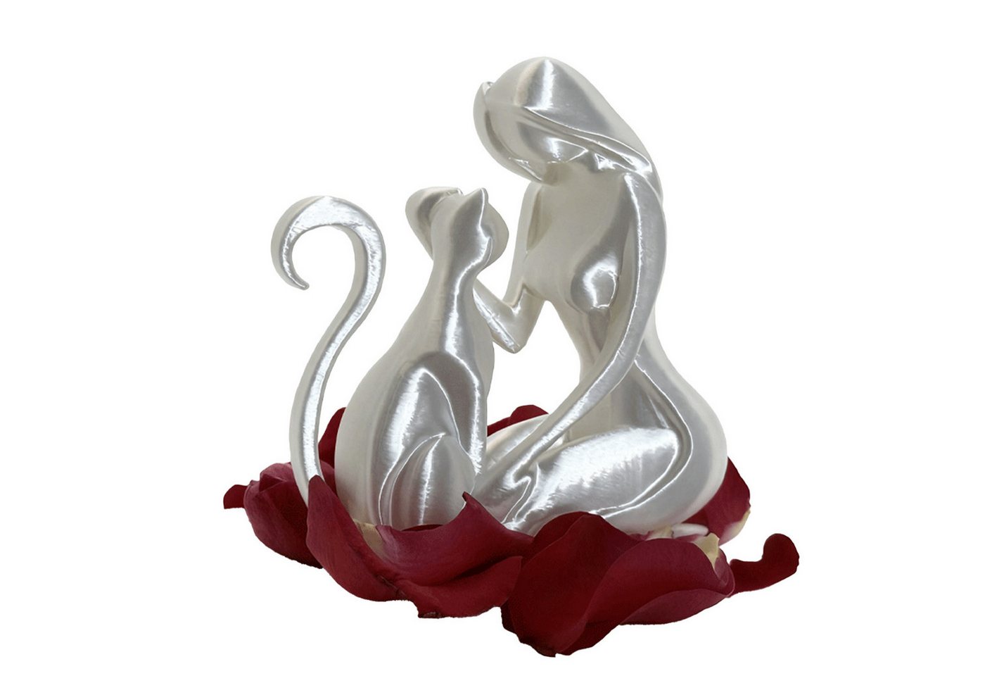 Jumpeak Tierfigur 3d tiere,skulpturdeko,tierefiguren,Mädchen,Kätzchen,christmasornaments (3D-gedruckte Skulptur einer Katze und eines Mädchens in 4 Farben), Kuscheltier,tiere spielzeug,Weihnachtsdeko,geschenkefürkatzenliebhaber von Jumpeak