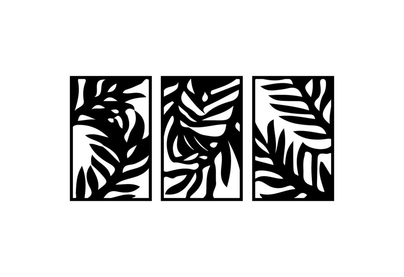 Jumpeak Wanddekoobjekt 3 Stück Blatt Metall Wanddekoration, Blatt Wanddekoration, Natur, Hergestellt aus Metall,Schwarz,weiß,90×60cm(jede) von Jumpeak