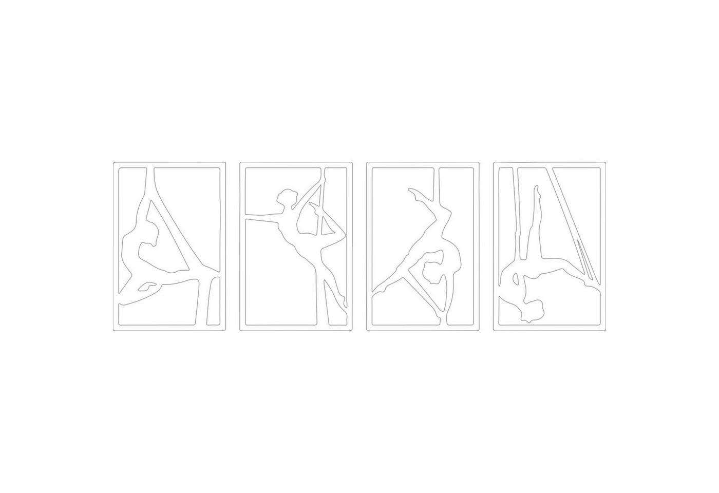 Jumpeak Wanddekoobjekt 4 Stück Yoga-Mädchen-Wandkunst aus Metall, Yoga-Übung, Hergestellt aus Metall,Schwarz,weiß,90*60cm*4 von Jumpeak