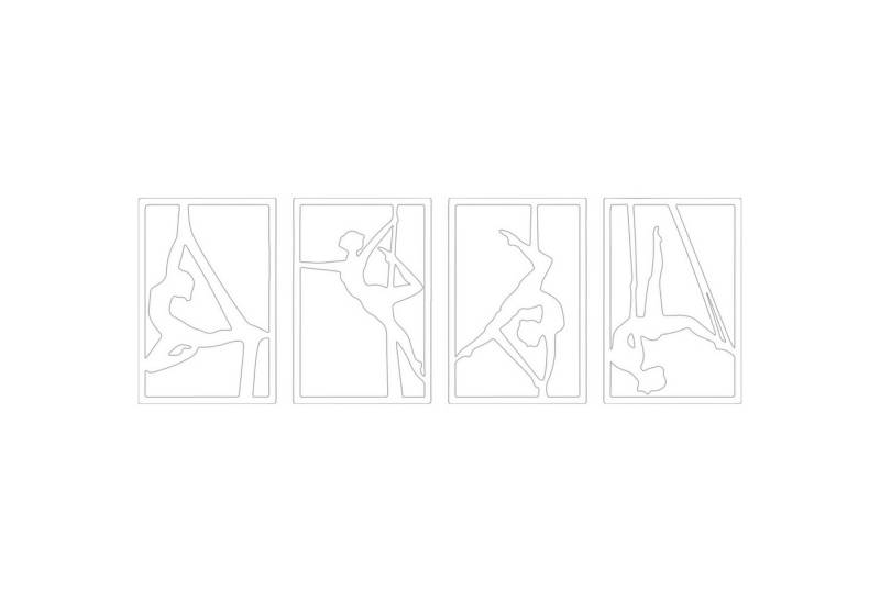 Jumpeak Wanddekoobjekt 4 Stück Yoga-Mädchen-Wandkunst aus Metall, Yoga-Übung, Hergestellt aus Metall,Schwarz,weiß,90*60cm*4 von Jumpeak