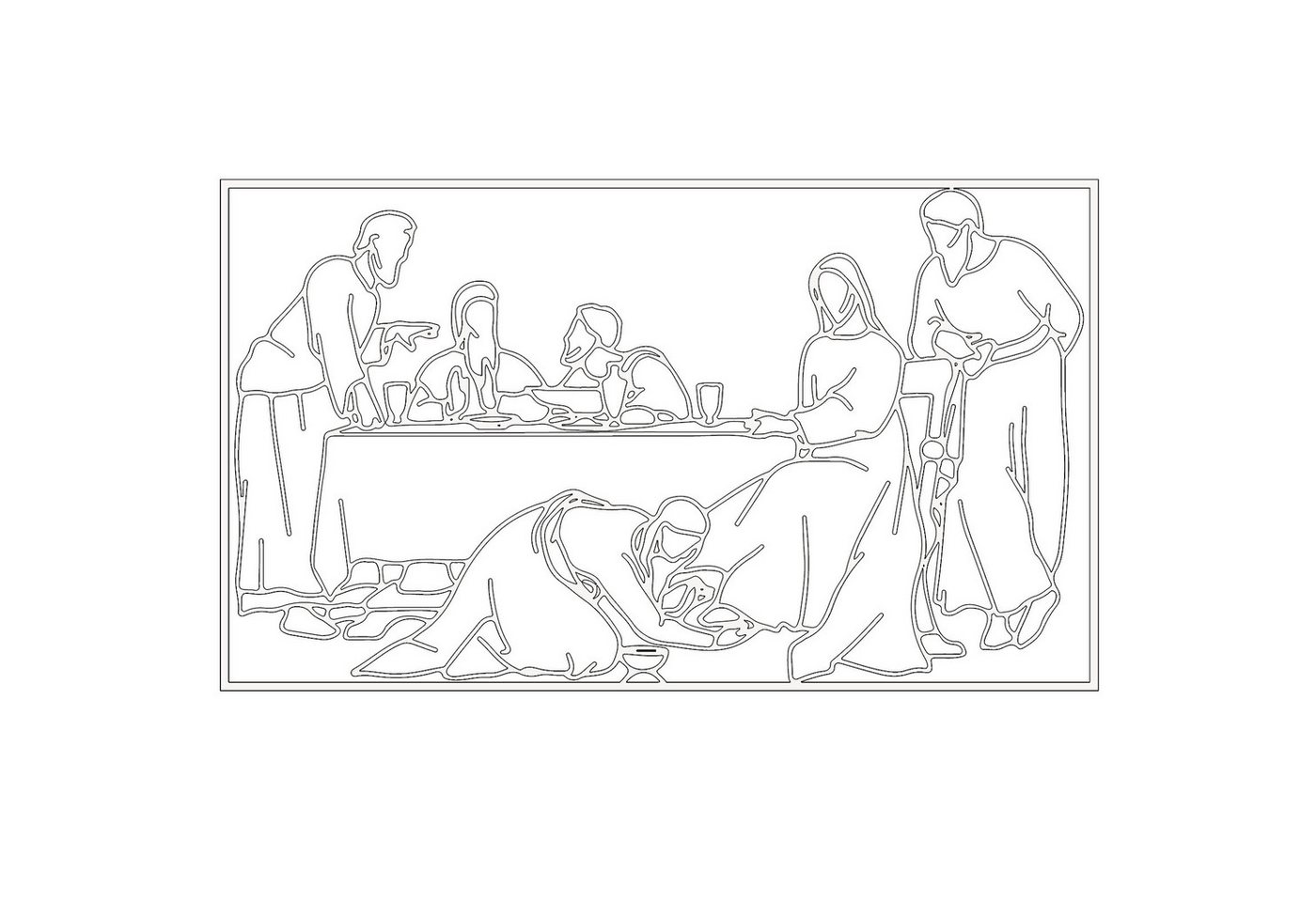 Jumpeak Wanddekoobjekt Metall Wandkunst Letztes Abendmahl,Skandinavisch Linienkunst, Christliche Wanddekoration für Wohnzimmer als Geschenk von Jumpeak