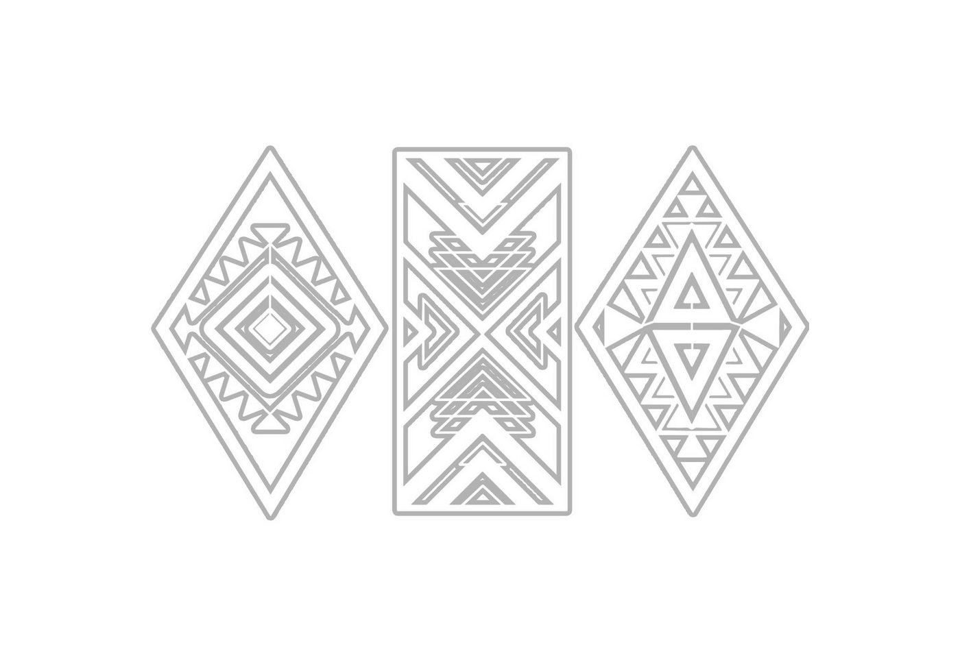 Jumpeak Wanddekoobjekt Stammessymbol Wanddekoration Trio,Geometrisches Muster,Ethnischer Stil, Hergestellt aus Metall,Schwarz,weiß,48cmx100cm(jede) von Jumpeak