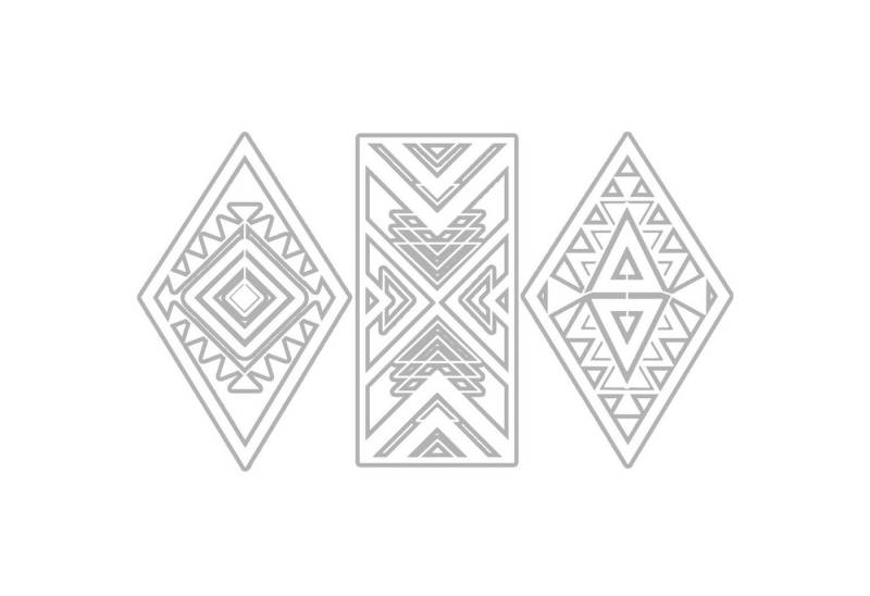Jumpeak Wanddekoobjekt Stammessymbol Wanddekoration Trio,Geometrisches Muster,Ethnischer Stil, Hergestellt aus Metall,Schwarz,weiß,48cmx100cm(jede) von Jumpeak