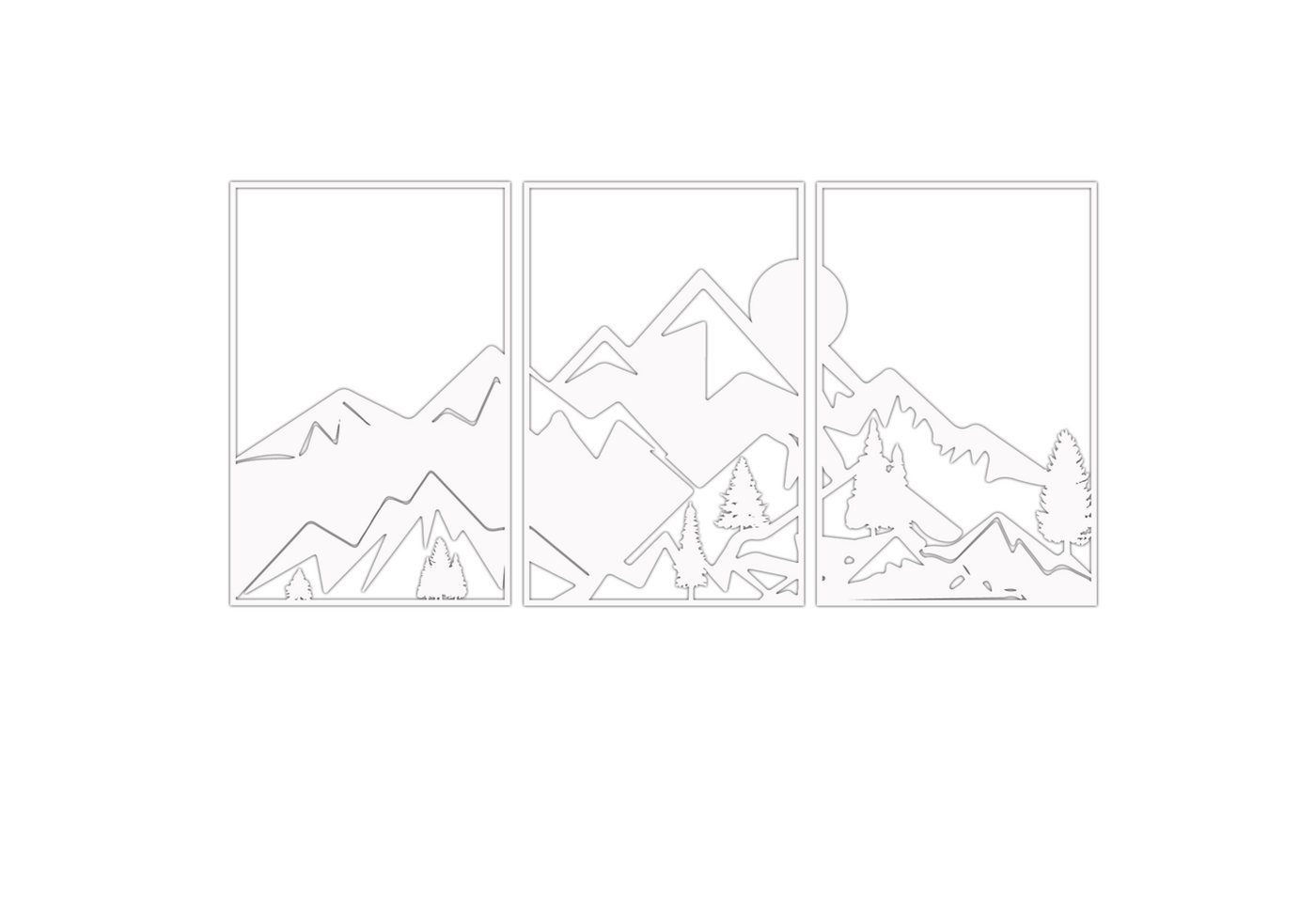 Jumpeak Wanddekoobjekt Dreiteilige Gebirge Sunrise Metall Kunst Wanddekoration, Bäume, Modern, Hergestellt aus Metall,Schwarz,weiß,60*91(jede) von Jumpeak
