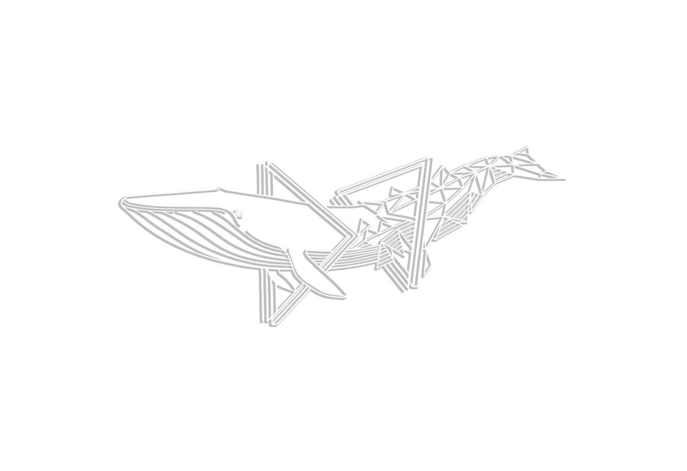 Jumpeak Wanddekoobjekt Geometrischer Wal Metall Wanddekoration, Geometrischer Stil, Marine, Hergestellt aus Metall,Schwarz,weiß,90×36cm von Jumpeak