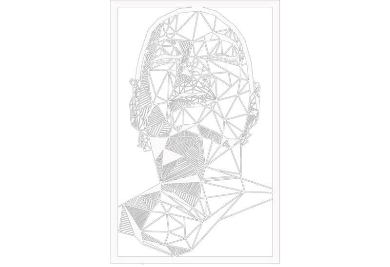 Jumpeak Wanddekoobjekt Der Junge mit den geschlossenen Augen, Gerahmte Figurenmalerei, Hergestellt aus Metall,Schwarz,weiß von Jumpeak