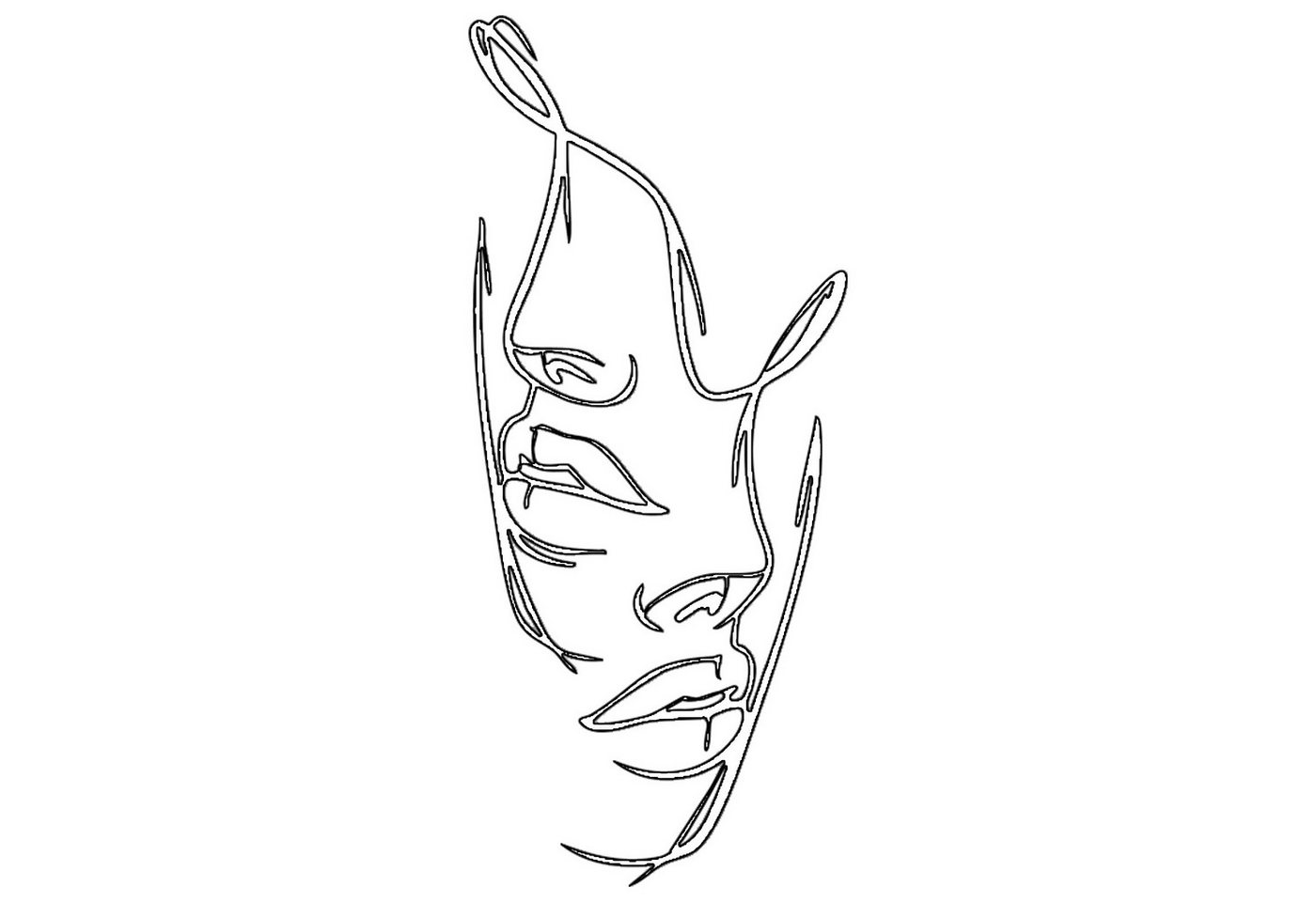 Jumpeak Wanddekoobjekt Gesicht Metall Wanddekoration, Linie Kunst, Abstraktes Gesicht, Abstrakte Linien,Gesichtsprofile von Personen,vier Farben von Jumpeak