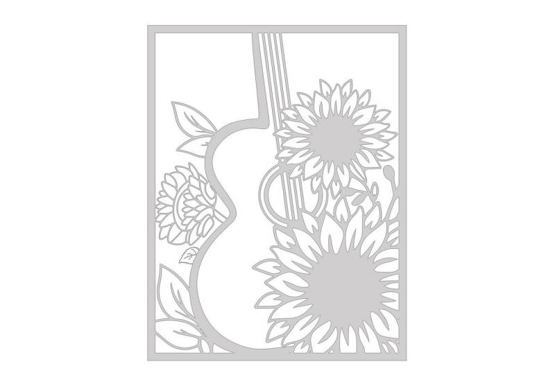 Jumpeak Wanddekoobjekt Gitarre in der Sonnenblume,Blühende Sonnenblumen,Sonnenschein-Musik, Hergestellt aus Metall,Schwarz,weiß von Jumpeak