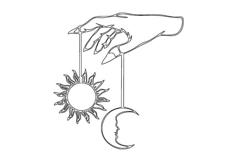 Jumpeak Wanddekoobjekt Metall Wanddekoration Sonne Mond Bindung, Abstrakte Finger, Seil, Wanddekoration aus Metall, 4 Größen, 4 Farben von Jumpeak