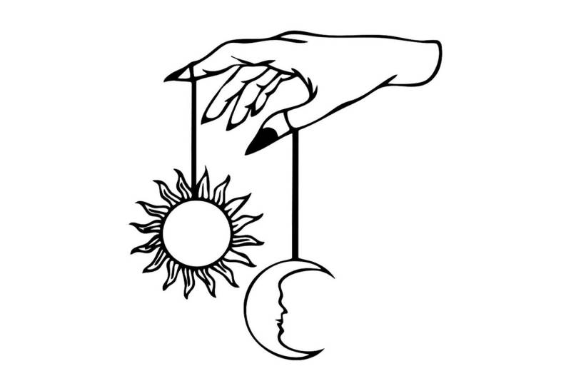 Jumpeak Wanddekoobjekt Metall Wanddekoration Sonne Mond Bindung, Abstrakte Finger, Seil, Wanddekoration aus Metall, 4 Größen, 4 Farben von Jumpeak