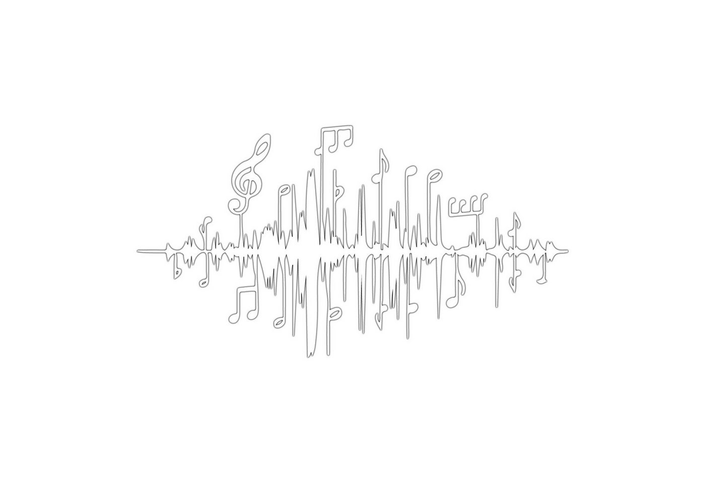 Jumpeak Wanddekoobjekt Notenrhythmen: Klangwellen und Notenverzierungen, phonetisches Zeichen von Jumpeak