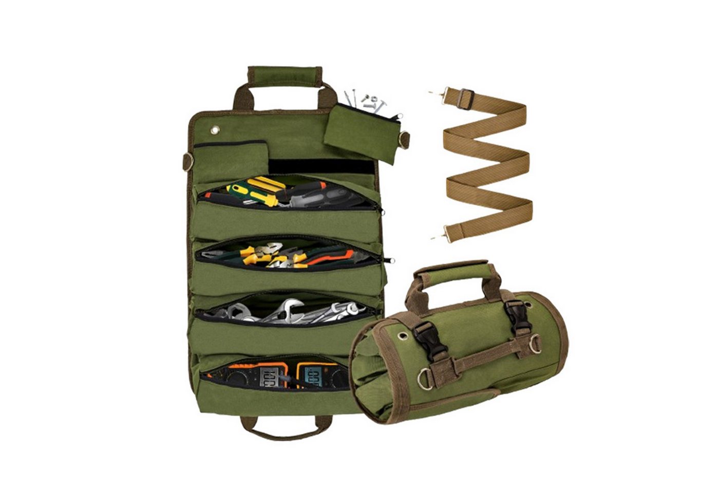 Jumpeak Werkzeugkoffer werkzeugkoffer leer,organizer handtasche,elektriker werkzeugkoffer (geeignet zum Tragen in der Hand oder über der Schulter), handtasche mit vielen fächern,2 abnehmbare Taschen,grün,48*32cm von Jumpeak