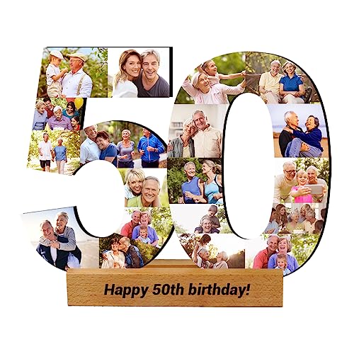 Jumping Birthstone Personalisierte 1-99 Nummer 50Th Geburtstag Jubiläum Foto Collage Rahmen, Benutzerdefinierte Nummerierte Bild Collage Rahmen Geschenk Für 50Th 60Th 70Th 80Th Geburtstag von Jumping Birthstone