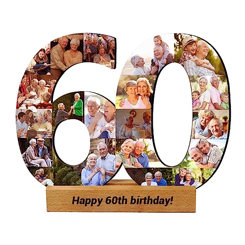 Jumping Birthstone Personalisierte 1-99 Nummer 60Th Geburtstag Jubiläum Foto Collage Rahmen, Benutzerdefinierte Nummerierte Bild Collage Rahmen Geschenk Für 50Th 60Th 70Th 80Th Geburtstag von Jumping Birthstone
