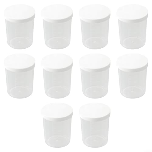 10 transparente und abgestufte Messbecher mit Deckel, perfekt für Flüssigkeitsmessung in Küche oder Labor (100 ml) von Jumplushion
