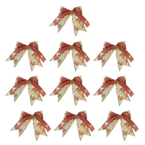 10 x Weihnachtsschleifen für Baum- und saisonale Verzierungen, hergestellt aus Stoff für Geschäfte, Häuser und festliche Anlässe (E) von Jumplushion