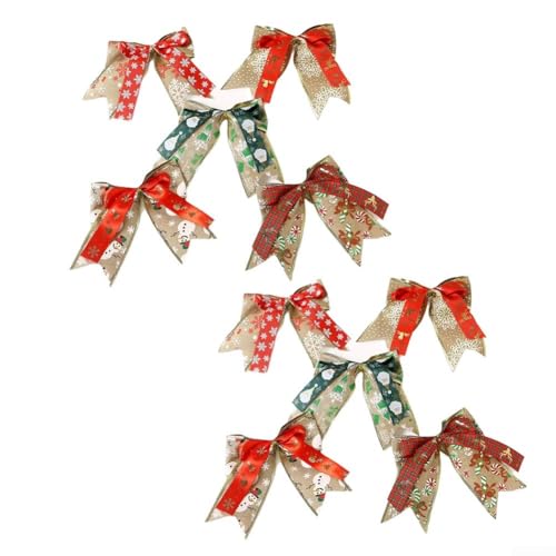 10 x Weihnachtsschleifen für Baum- und saisonale Verzierungen, hergestellt aus Stoff für Geschäfte, Häuser und festliche Anlässe (Mix) von Jumplushion