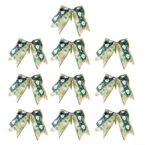 10 x dekorative Weihnachtsschleifen für Baum- und saisonale Verzierungen, hergestellt aus Stoff für Geschäfte, Häuser und festliche Anlässe (C) von Jumplushion