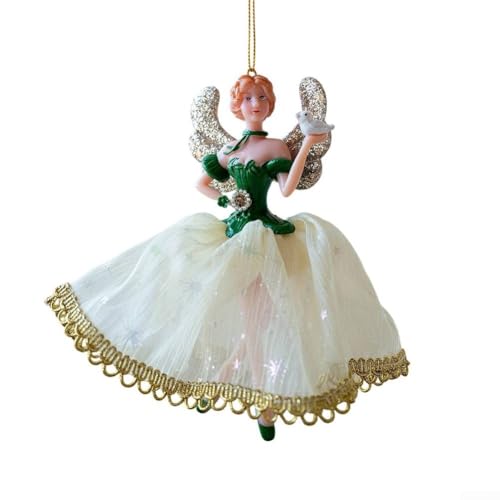 Ballettmädchen-Puppen-Weihnachtsanhänger mit Engel-Design für Baum oder Urlaubsdekoration, aus ABS-Material für den längeren saisonalen Gebrauch (ein goldenes Mädchen) von Jumplushion