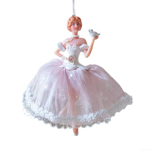 Ballettmädchen-Puppen-Weihnachtsanhänger mit Engel-Design für Baum oder Urlaubsdekoration, aus ABS-Material für den längeren saisonalen Gebrauch (ein rosa Mädchen) von Jumplushion