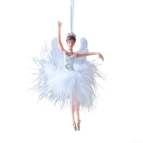 Ballettmädchen-Puppen-Weihnachtsanhänger mit Engel-Design für Baum oder Urlaubsdekoration, aus ABS-Material für längere saisonale Nutzung (A Feathered Girl) von Jumplushion