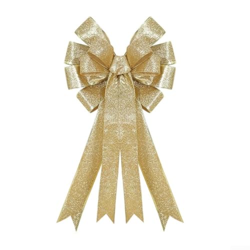 Dekorativ für Weihnachten Schleife mit Drahtband und Stoff Goldstaub, entworfen für Außenbereiche, Baumspitzen, Türen und Kranzdekoration für dauerhafte Jahreszeiten (Gold) von Jumplushion
