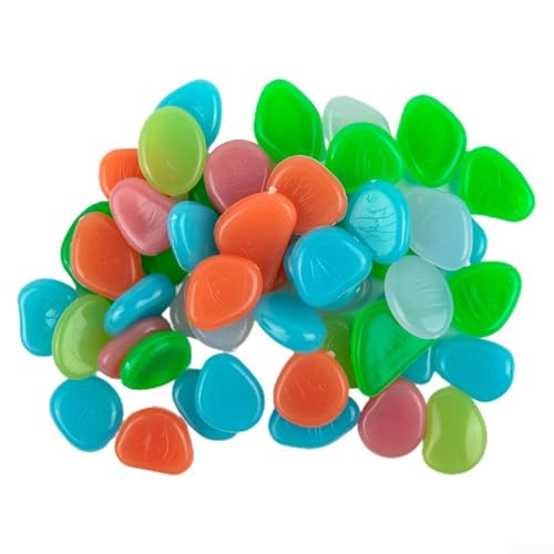 Glow Stones 50-teiliges Set für Wegbeleuchtung, Aquarium-Dekoration und Landschaftsbau im Freien (Mix) von Jumplushion